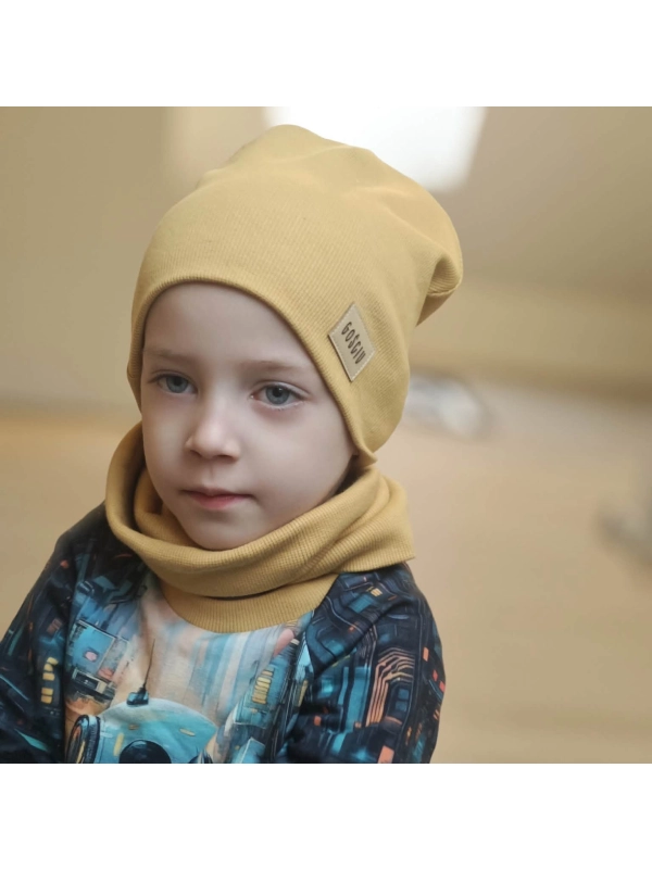 Komplet czapka i komin - kolor musztarda miodowa